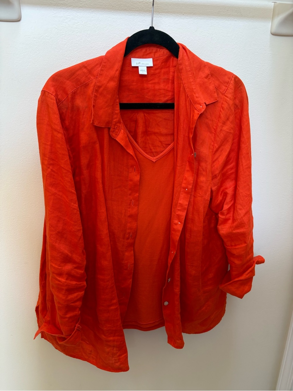 J. Jill Vibrant Orange Button-Down Shirt with Shell Tank